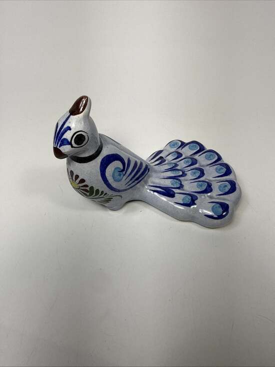Other - Vtg Tonala Mexican Folk Art Hand Painted Peacock Signed “Cat” G2